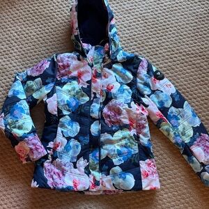 Obermeyer Blue and Pink floral ski Jacket